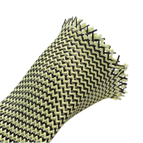 Braided carbon Kevlar biaxial sleeve hybrid composite reinforcement
